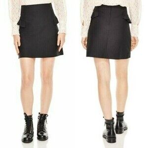 Sandro Women's Oro Ruffled A-line Mini Skirt in black size 1